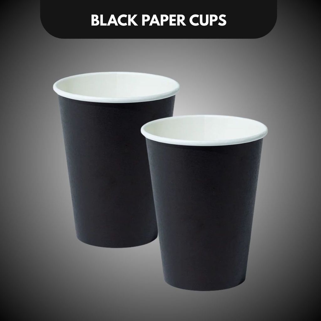 Black Solid Paper Cups 350ML-10PC - Party and Festive Needs | Buy online on ZillyBuy