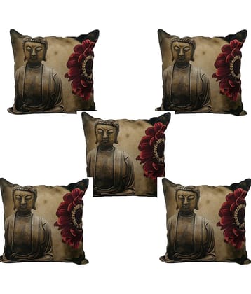 Home Style Set of 5 Jute Cushion Covers 40X40 cm (16X16)