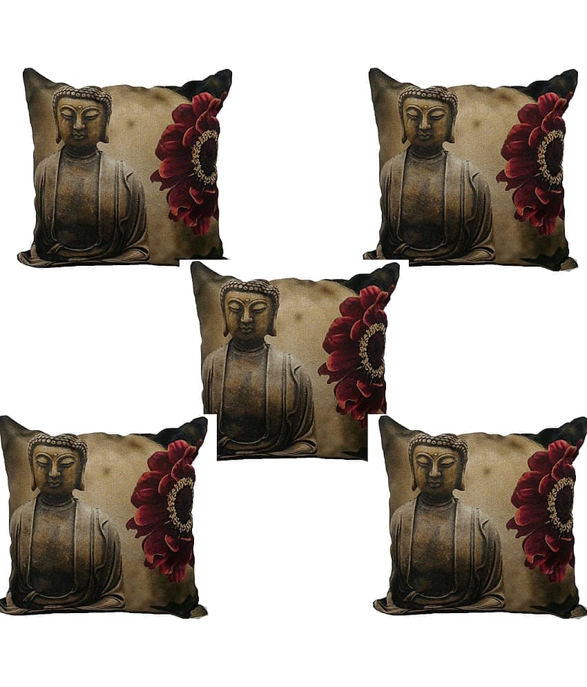 Home Style Set of 5 Jute Cushion Covers 40X40 cm (16X16)
