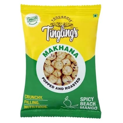 Tinglings Popped & Roasted Makhana - Spicy Beach Mango (Pack of 8, 22g each)