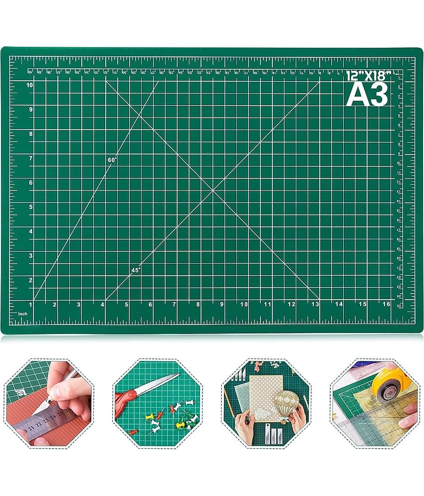 Rangwell Self Healing Cuttting Mat A3 Size, Polyvinyl Chloride, Green