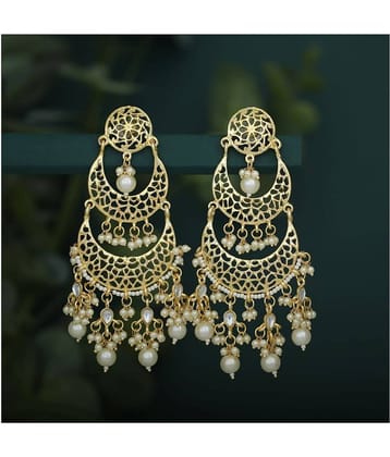 Sukkhi Astonish Gold Plated Pearl Chandelier Earring For Women