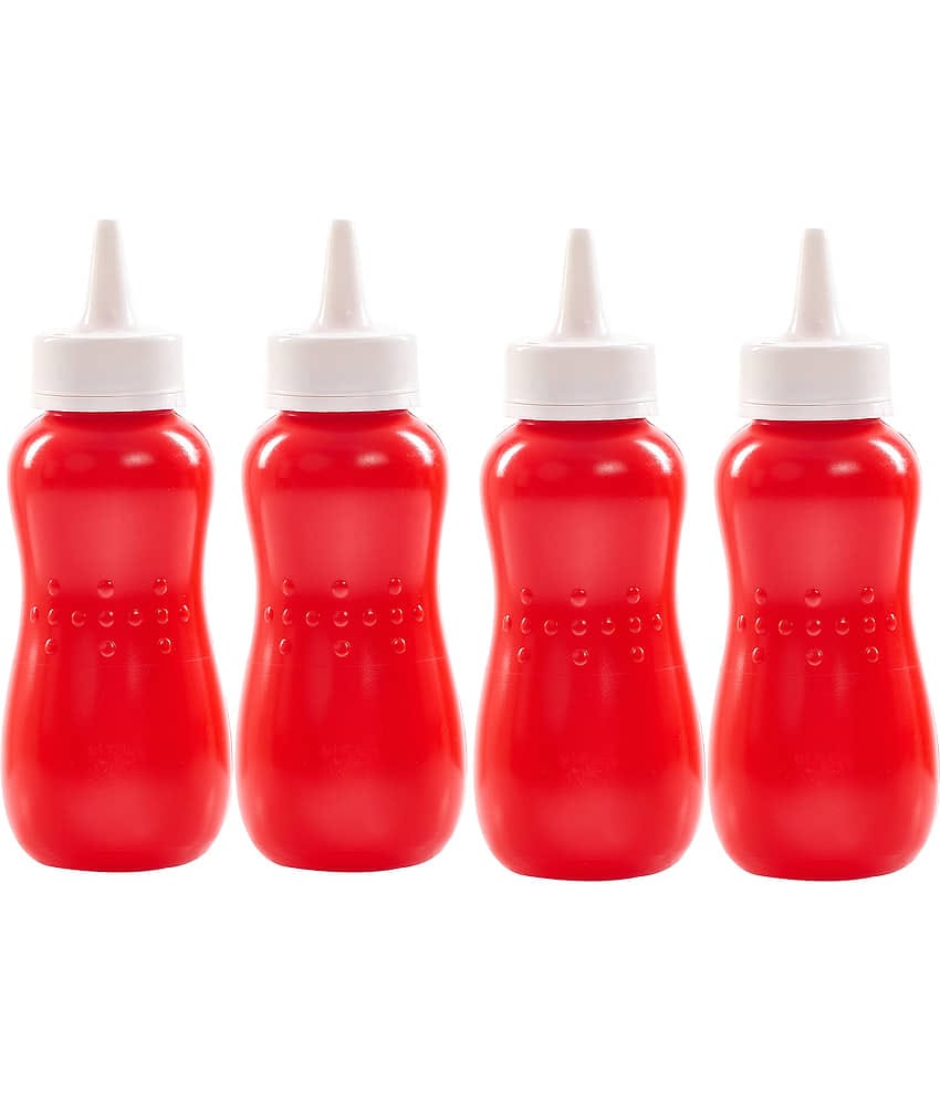 Generic Plastic Squeeze Bottle for Ketchup Honey Sauce Dispenser Bottle 400ml each, Green, (4U)