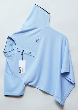 Sky | Solid Henley Neck | Polo T-Shirt-M