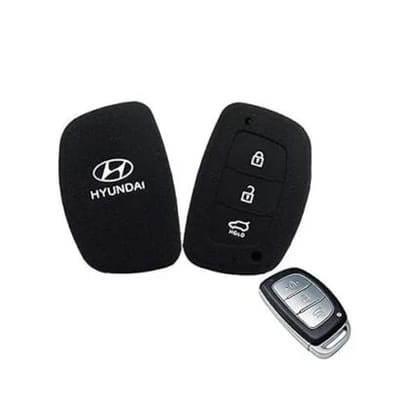 Car Silicone Rubber Key Cover for Hyundai Creta / i20 Elite  Black  Premium Protection, Durability, and Style (Pack of 1).