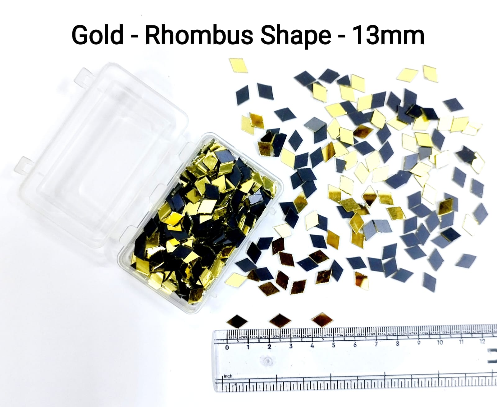 Gold Mirror Cutouts for Lippan Art - Rhombus Shape - 13mm - Select Your Quantity