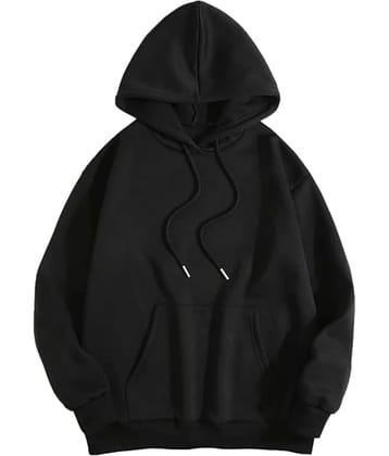Aura Glam Women Fleece Hooded Sweatshirt For ( Black )