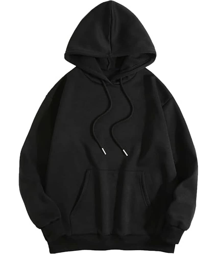 Aura Glam Women Fleece Hooded Sweatshirt For ( Black )