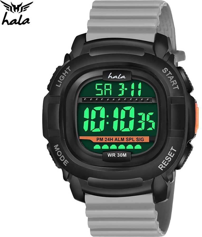 Hala Light Grey Silicon Digital Men's Watch