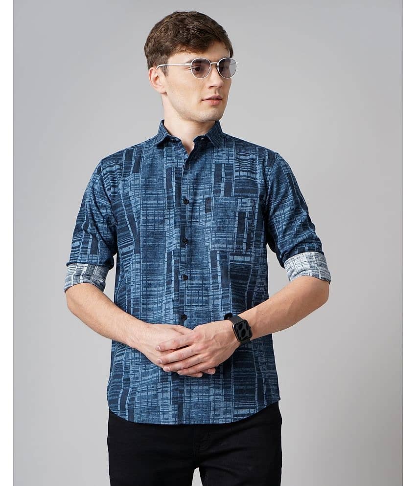 Paul Street - Navy Blue 100% Cotton Slim Fit Men's Casual Shirt ( Pack of 1 )