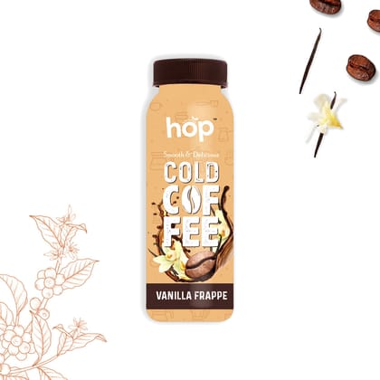 HOP Smooth & Delicious Cold Coffee Vanilla Frappe, 200 ml - Pack of 12