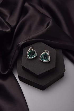 Naomi Emerald Zirconia Stud Earrings-Zirconia
