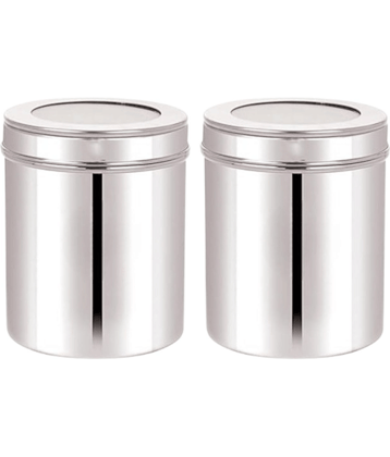 Visaxmi Steel Container Set Steel Silver Utility Container ( Set of 2 )