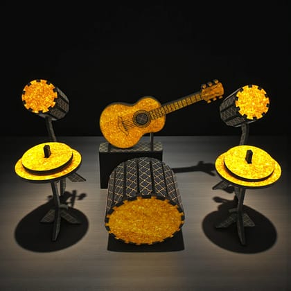 Decorative Show Piece for Home Decor – DIY Guitar and Drum Set Craft Kit for Music Lovers & Kids