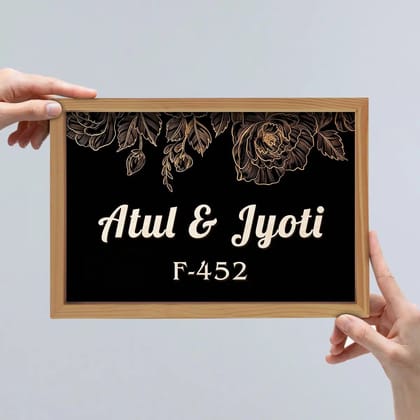 3D Black Elegant Name Plate with Frame