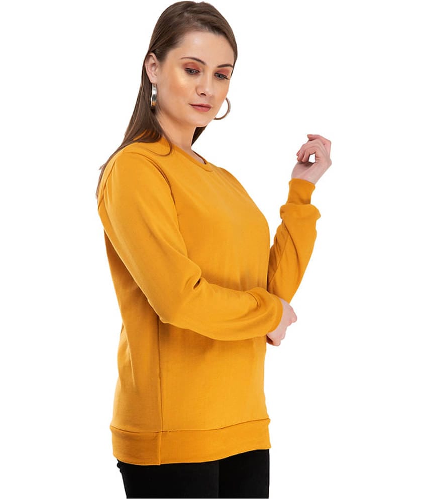 IndiWeaves Fleece Women's Non Hooded Sweatshirt ( Yellow )