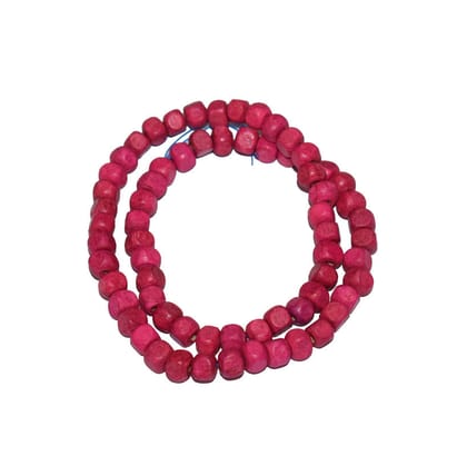 Painted Wooden Beads for Jewelry Making , BWWB-85-Per Packet of Approx 417 Pcs / 6X6 MM / Pink