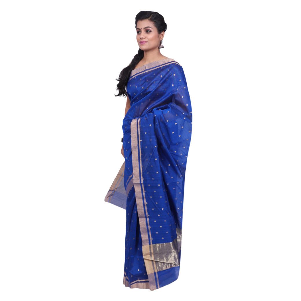 HANDLOOM CHANDERI SAREE- MERCERISED(COTTON+SILK MIX) WITH BLOUSE | SKU - 1SC104231220 SAREE- 80