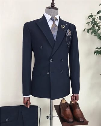 ITALIAN FIT MEN'S NAVY DOUBLE BREASTED SUIT BY ITALIAN VEGA®-S-38