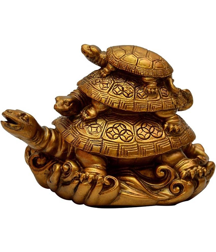 Vastu Art Yellow Resin Three Tiered Tortoises