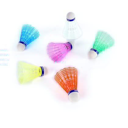 Badminton Plastic Shuttlecock (Pack of 6)-Rainbow