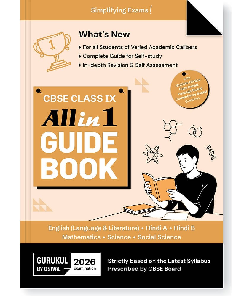 Gurukul By Oswal All in 1 Guide Book for CBSE Class 9 Exam 2026 -  NCERT Questions, Latest Syllabus Pattern MCQs/Case/ Passage/Competency Based (Engli
