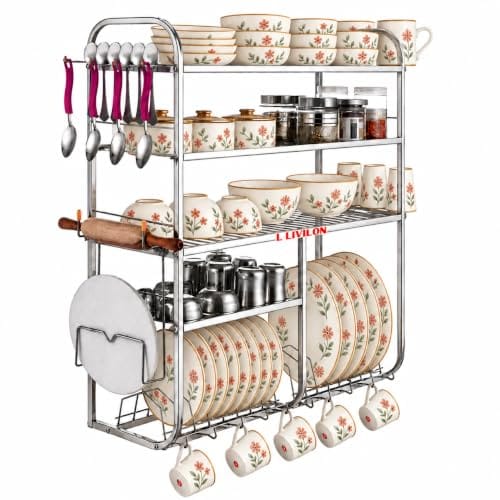 L LIVILON Wall Mount Kitchen 5 Shelf Utensils Dish Rack
