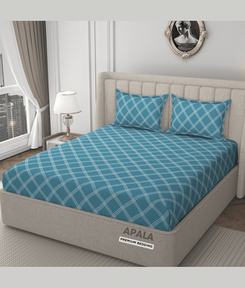 Apala Microfiber 1 Double Bedsheet with 2 Pillow Covers ( Blue )