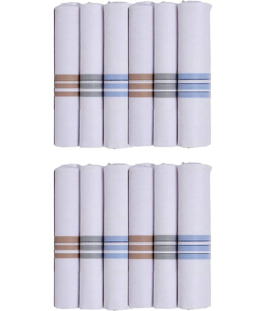 PENYAN - White Cotton Men's Handkerchief ( Pack of 12 )