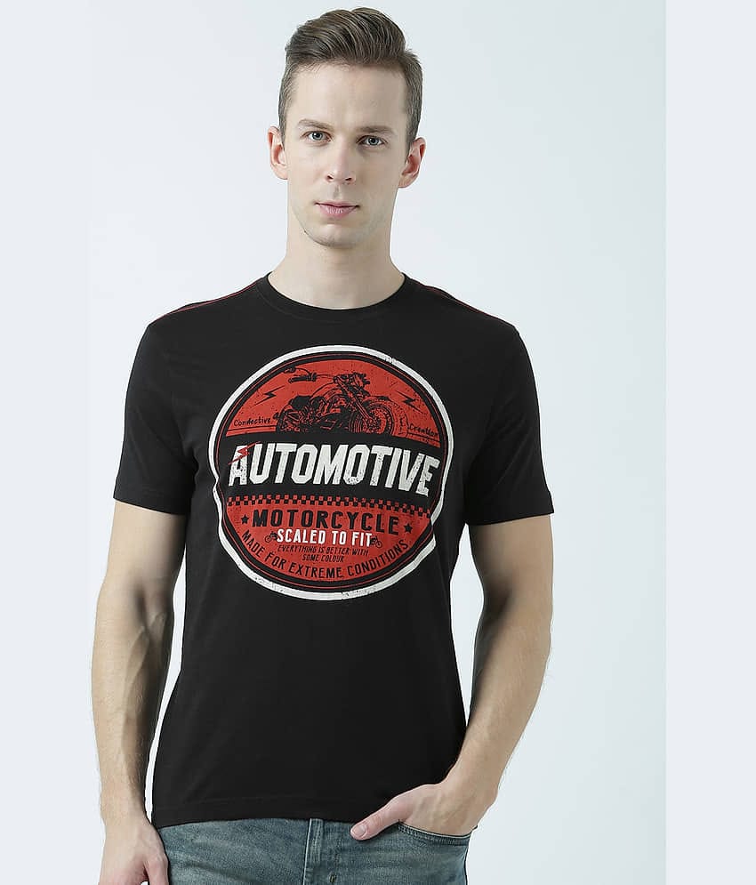 Huetrap Pack of 1 Cotton Regular Fit Men's T-Shirt ( Black )