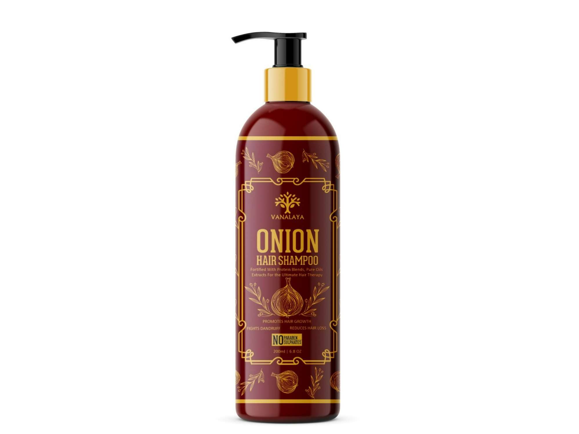 Onion Hair Shampoo for Hair fall Control and Dandruff Control No parabens and Suplate 200ml