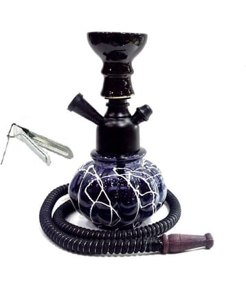Arsalan Black 20 cm Glass Table Hookah - Pack of 1