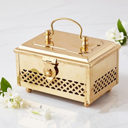 Brass Pan Dan – Handcrafted Brass Paan Container Box, Height : 5 Inch (ZMAS265 B)