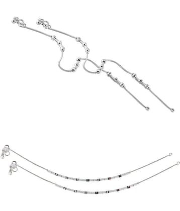HEER COLLECTION - Silver Anklets ( Pack of 2 )
