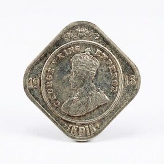 2 Annas 1918 King George V, British India old Fancy Coin Silver Collection