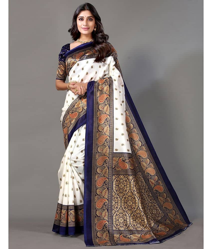 Kanooda Prints Art Silk Printed Saree With Unstitched Blouse Piece ( Red )