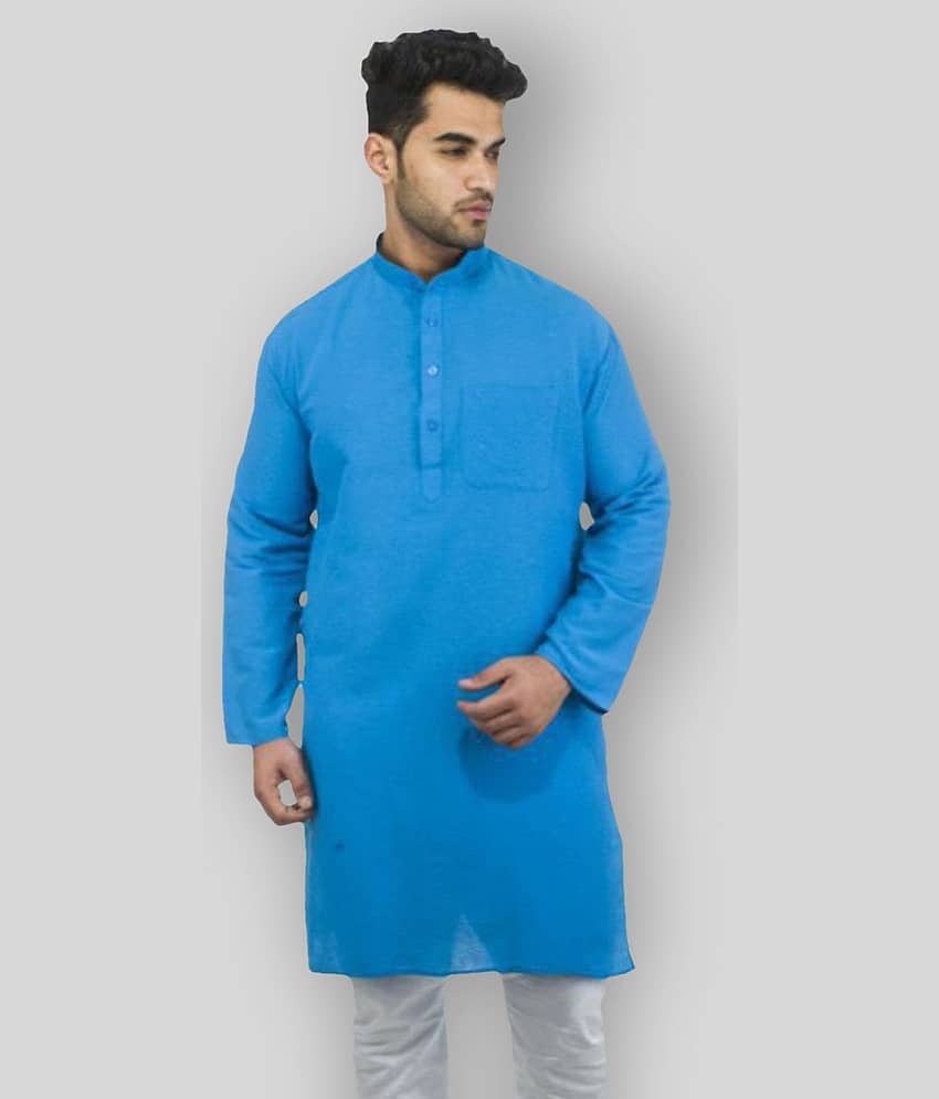 DESHBANDHU DBK Blue 100 Percent Cotton Kurta Single