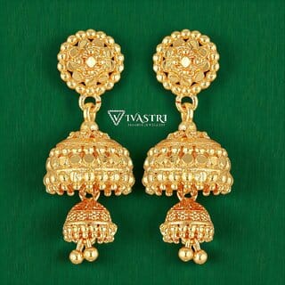 Vivastri Top Trending Alloy Gold Plated Jhumki Earrings for Women & Girls [VIVA2434ERG]