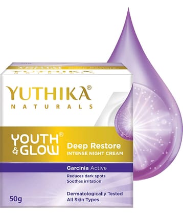 Yuthika Youth & Glow Deep Restore Intense Night Cream for All Skin Types 50g, Dermatologically Tested