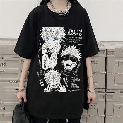 Anime Tshirt : Korean Jujutsu Kaisen Oversized T shirt for Women-S