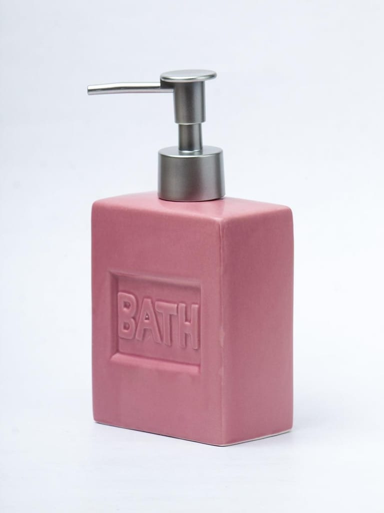 Maroon Ceramic Liquid Soap Dispenser - Plain, Bath Accessories