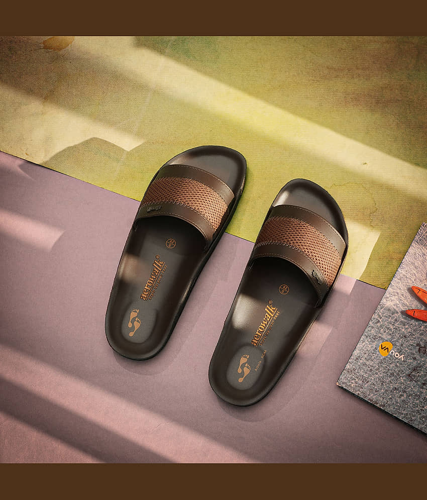 Aerowalk Brown Men's Slide Flip Flop
