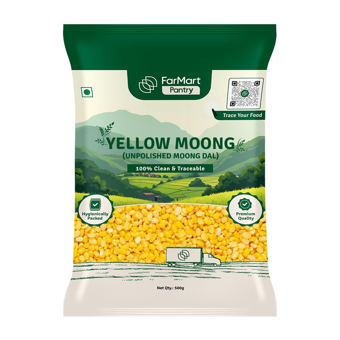 FarMart Pantry Yellow Moong Dal | Premium & Unpolished | High-Protein & Easy to Digest | 500g