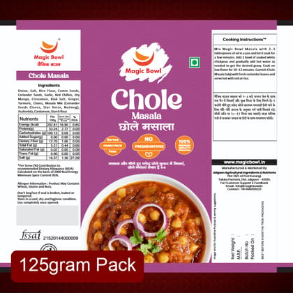 Magic Bowl Ready to Cook Chhole Masala (125g) | 5-Pouch Family Saver Pack | Spicy Chickpea Curry