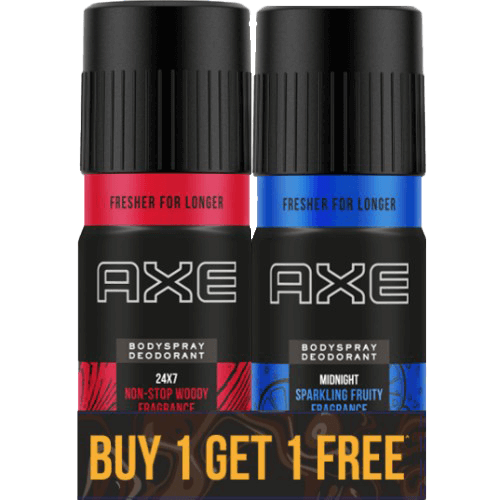 Axe Body Spray Deodorant Recharge 24 X 7 + Midnight B1G1