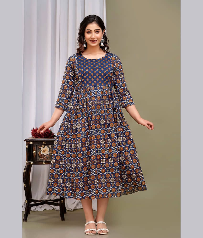 Nevisha Style Women Cotton Printed Anarkali Kurti ( Multicoloured )