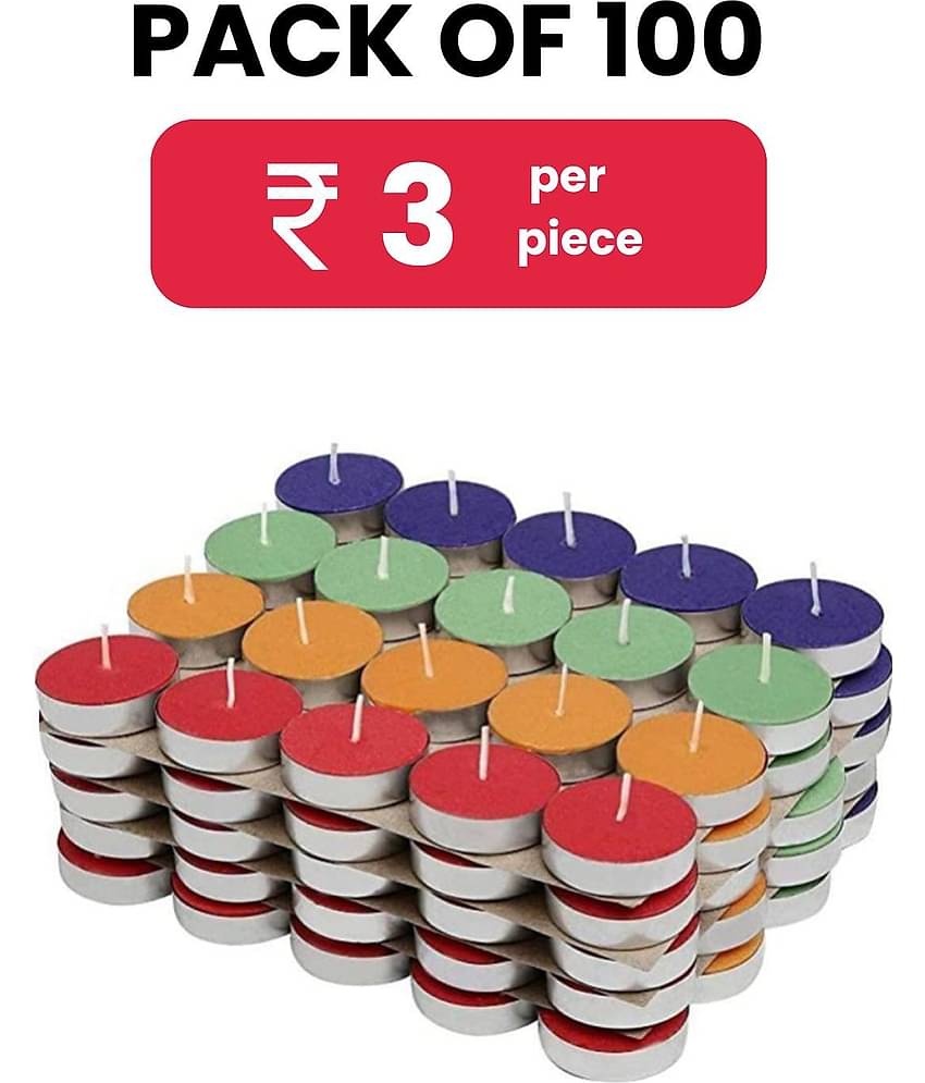 PROSPERRO LUMO - Multicolour Wax Tea Light Candle ( Pack of 100 )