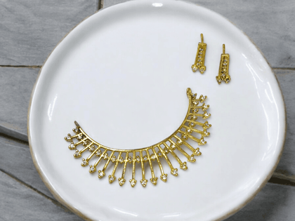 Gold Necklace and Earrings