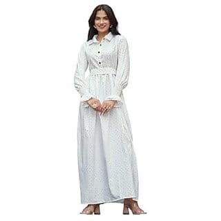 SARINKU Gown Crepe Fabric Dress for Women Stylish Ethnic Gown Long One Piece for Girls and Women