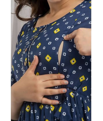 Nevisha Style Blue Cotton Maternity Tops